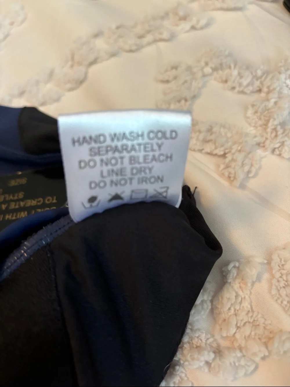 Alisha Levine Navy Blue One-Piece Swimsuit with Mesh Yoke…NWT